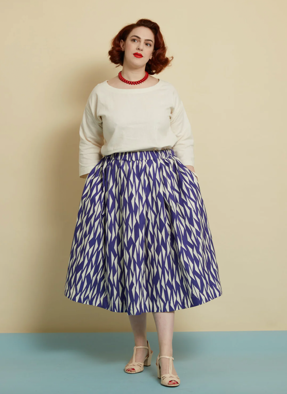PALAVA - Florence Skirt Navy Box Stripe