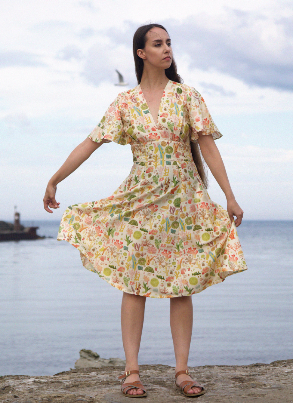 PALAVA - Kleid Rita Cream Coral Reef