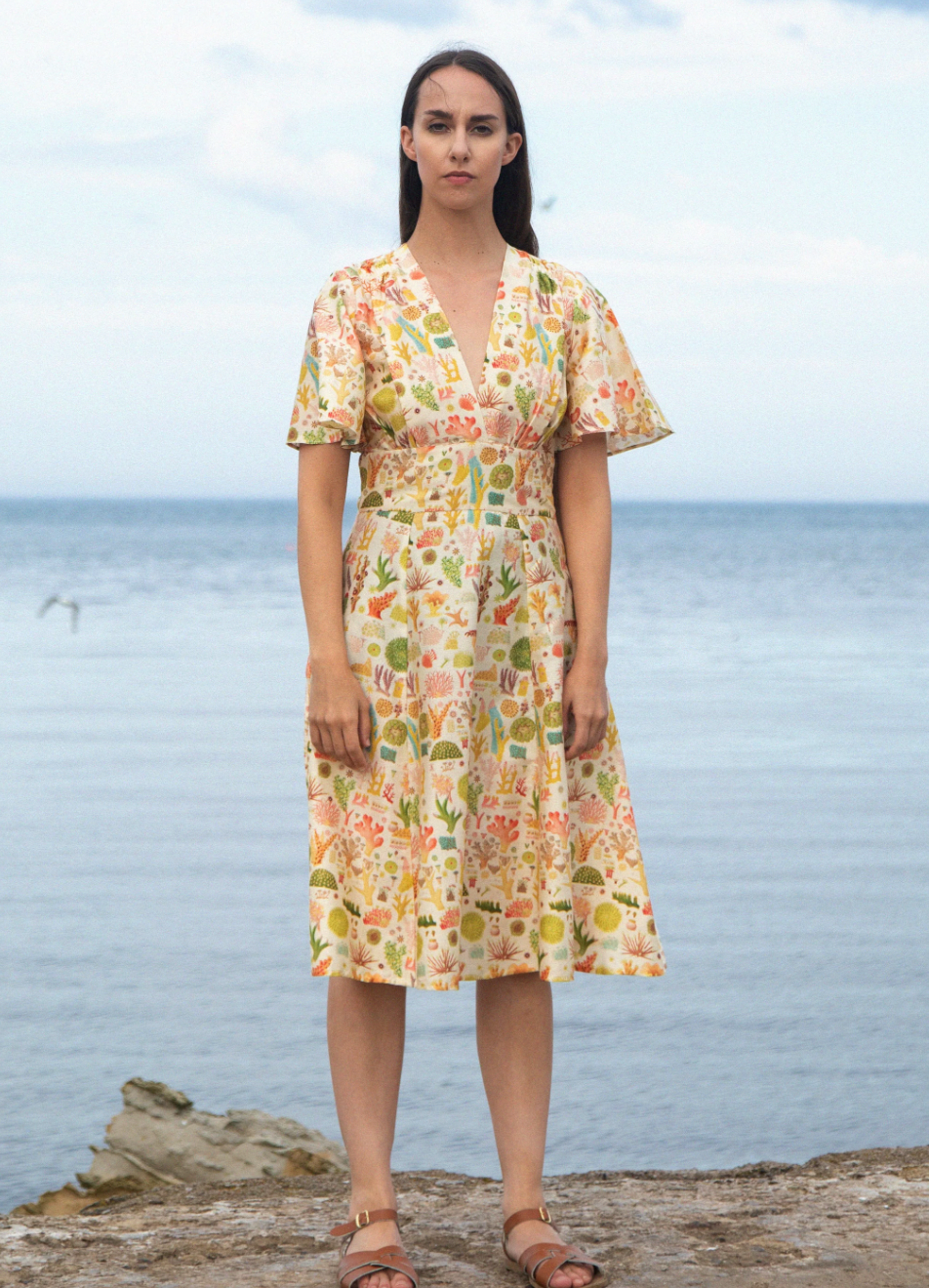 PALAVA - Kleid Rita Cream Coral Reef
