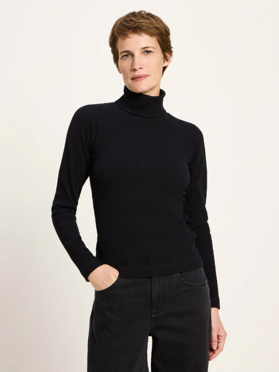 Lanius - Rollkragenshirt Rippoptik GOTS