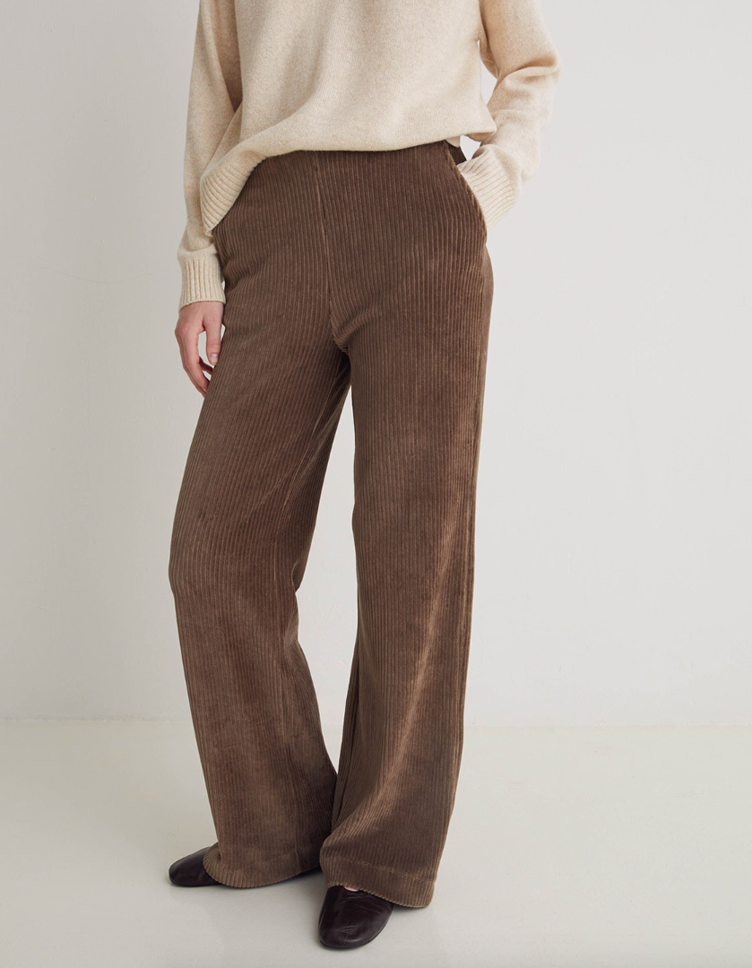 Yerse - Elastische Cordhose mit weitem Bein