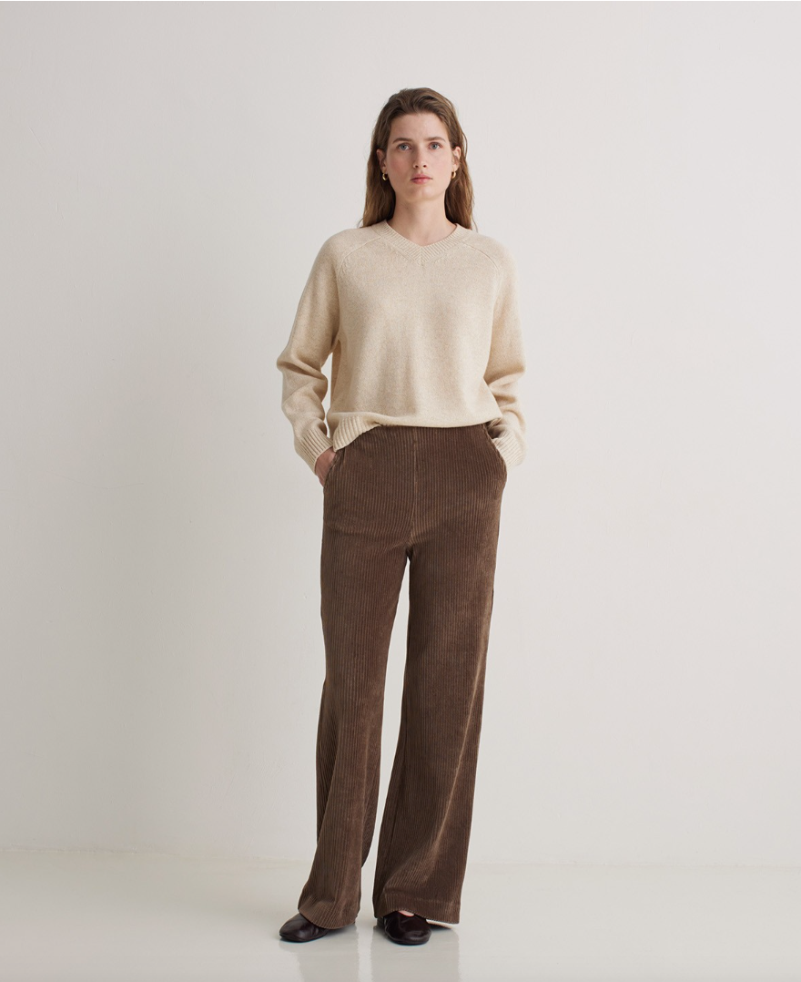 Yerse - Elastische Cordhose mit weitem Bein
