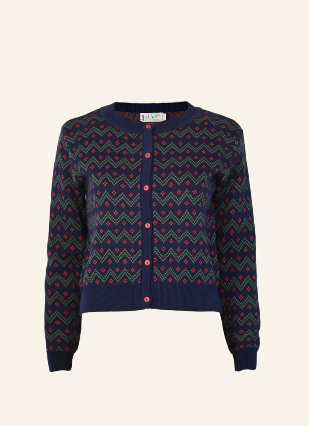 PALAVA - Cardigan Vera Navy Cross Hatch