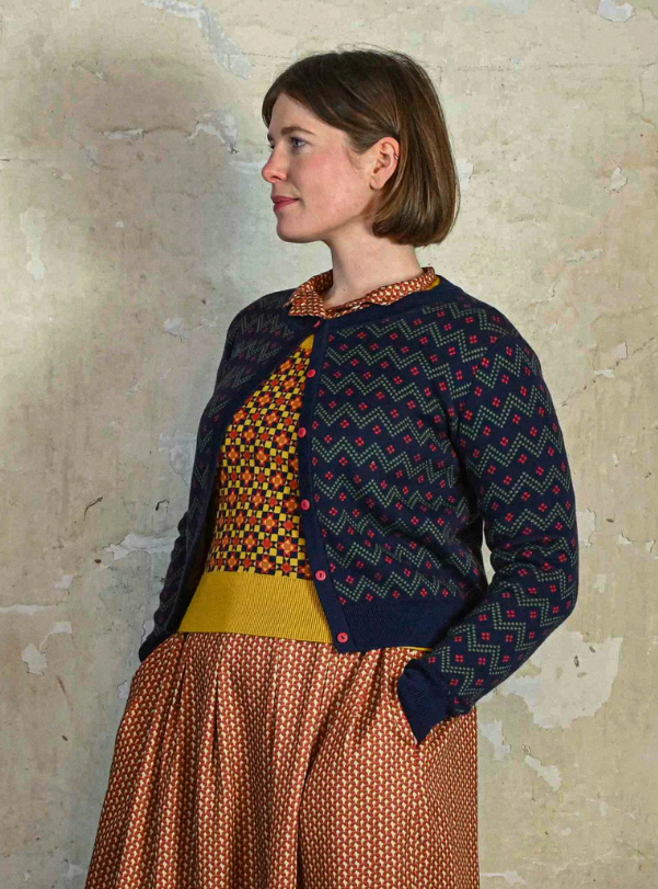 PALAVA - Cardigan Vera Navy Cross Hatch