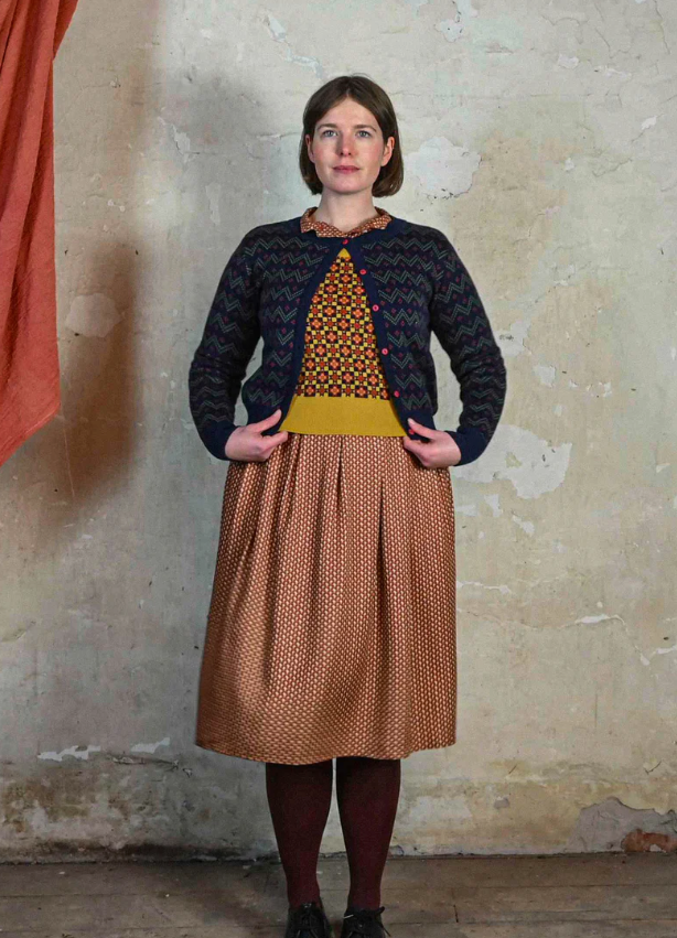 PALAVA - Cardigan Vera Navy Cross Hatch