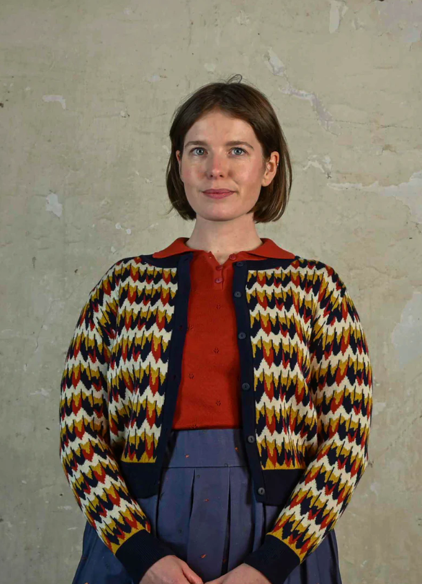 PALAVA - Cardigan Vera Navy Marbled Feathers