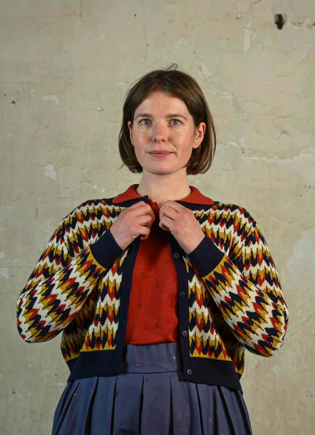 PALAVA - Cardigan Vera Navy Marbled Feathers
