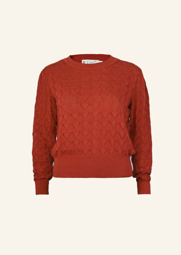 PALAVA - Clara Rust Pointelle Top