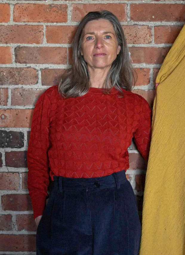 PALAVA - Clara Rust Pointelle Top
