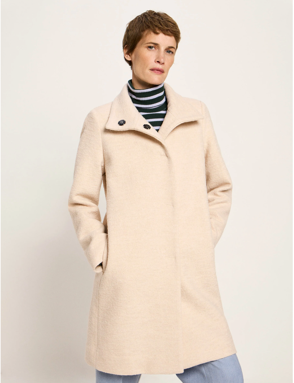 Lanius - Walkmantel mit Stehkragen GOTS