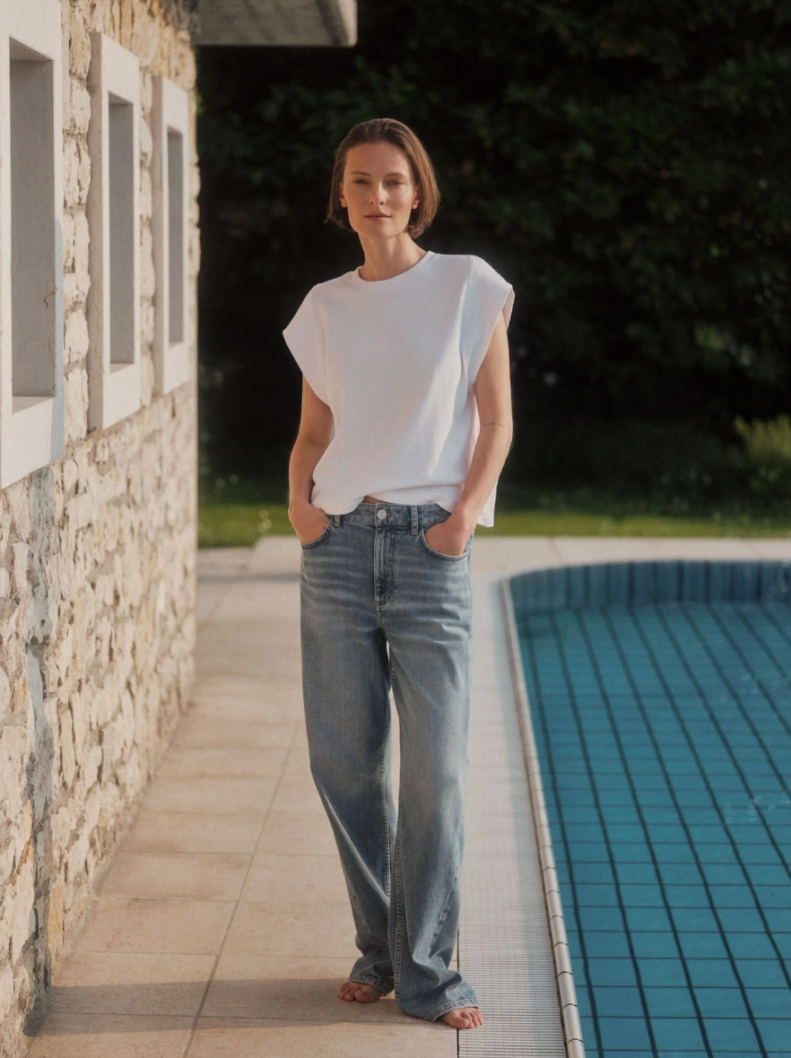 Lanius - Kurzarmsweatshirt GOTS