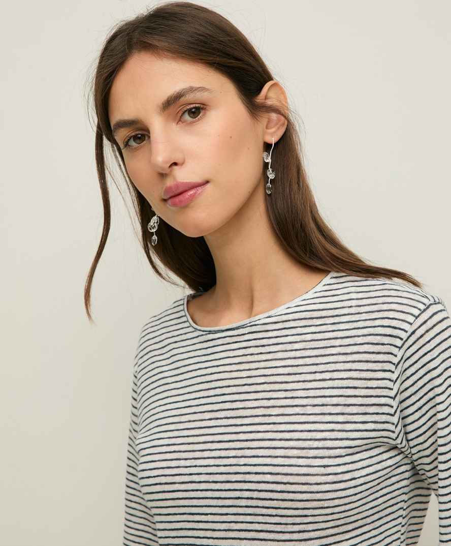 Yerse - Gestreiftes Kurzarm-T-Shirt aus Leinen