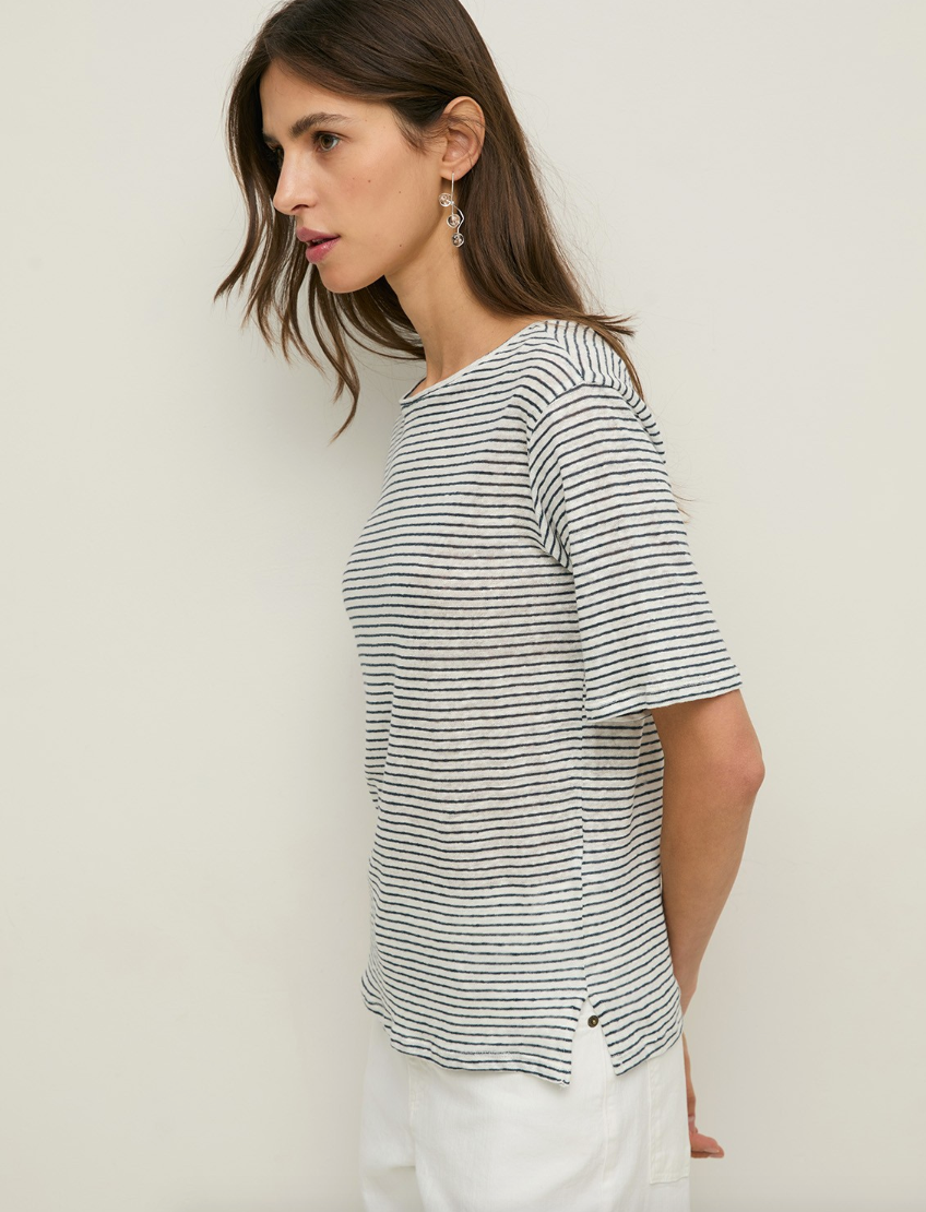 Yerse - Gestreiftes Kurzarm-T-Shirt aus Leinen