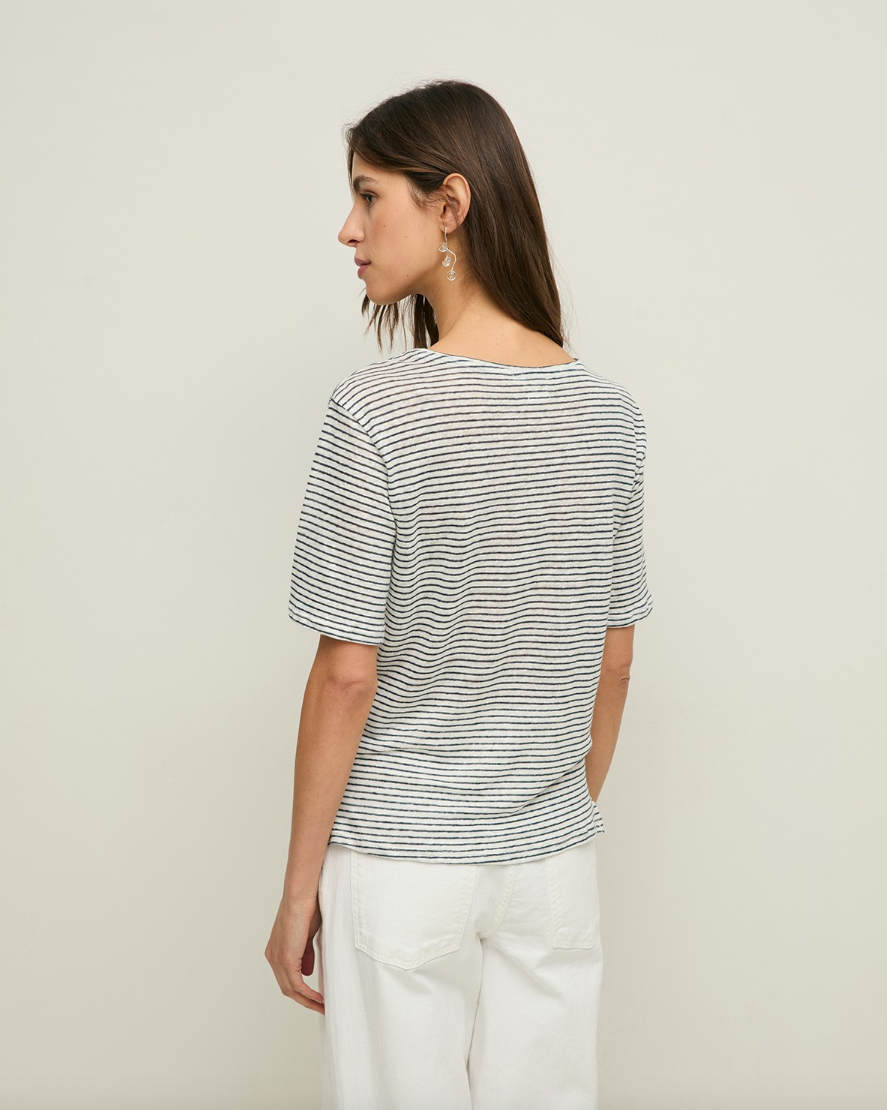 Yerse - Gestreiftes Kurzarm-T-Shirt aus Leinen