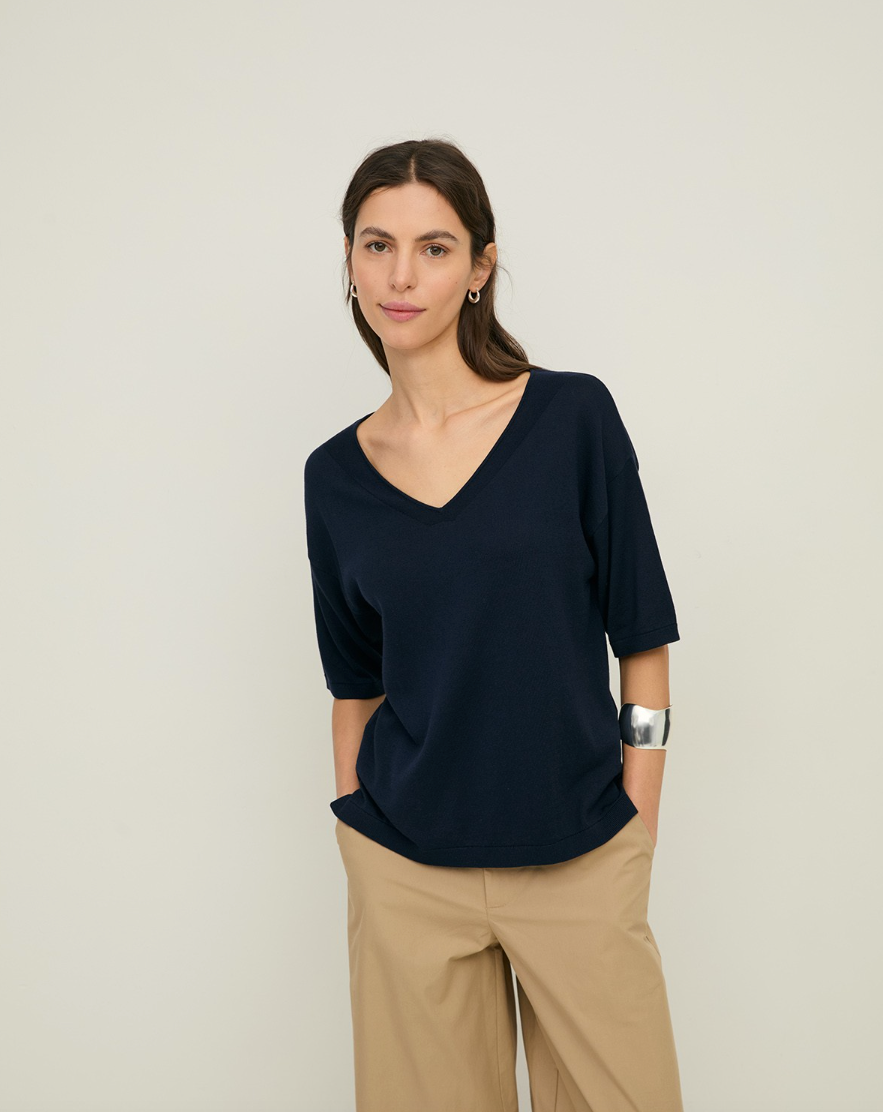 Yerse - Kurzärmliger Pullover mit V-Ausschnitt