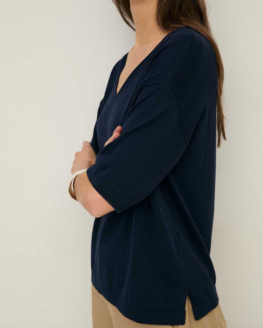 Yerse - Kurzärmliger Pullover mit V-Ausschnitt