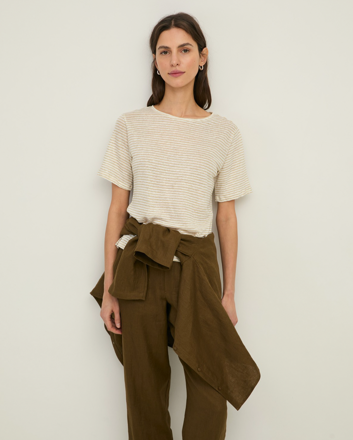 Yerse - Gestreiftes Kurzarm-T-Shirt aus Leinen
