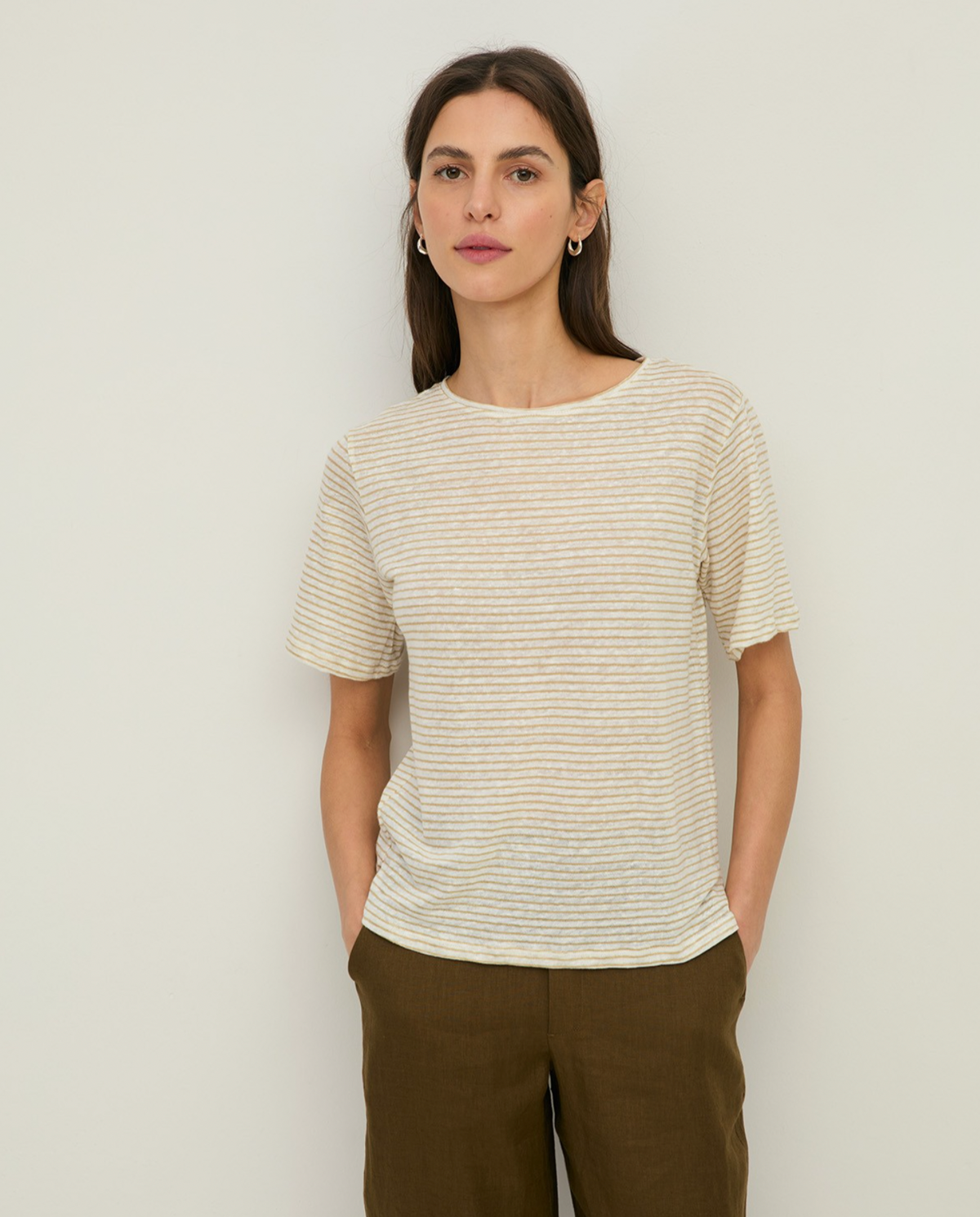 Yerse - Gestreiftes Kurzarm-T-Shirt aus Leinen