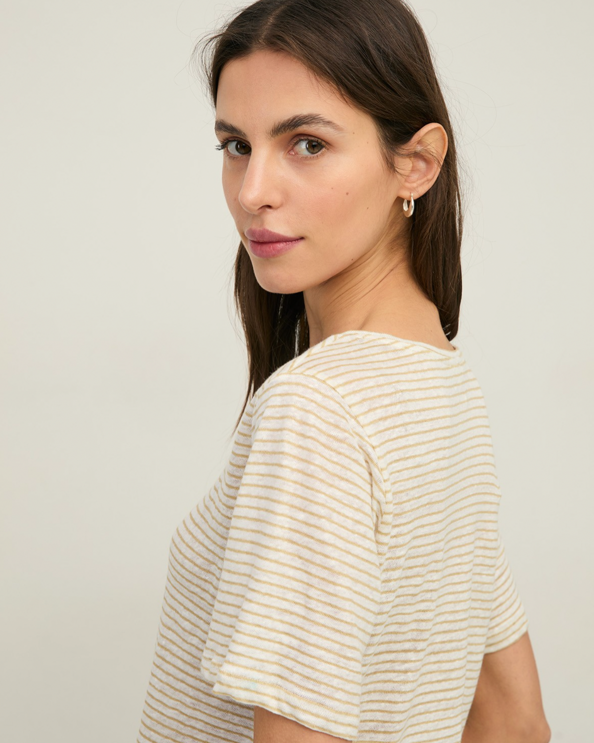 Yerse - Gestreiftes Kurzarm-T-Shirt aus Leinen