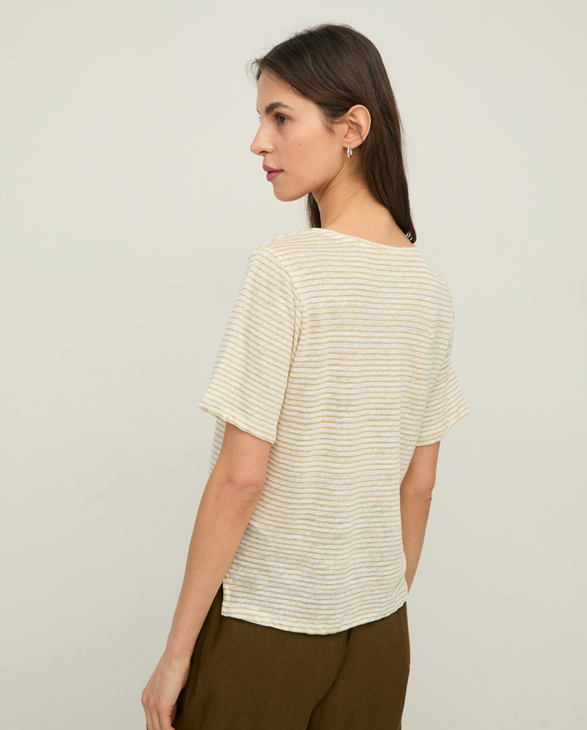 Yerse - Gestreiftes Kurzarm-T-Shirt aus Leinen