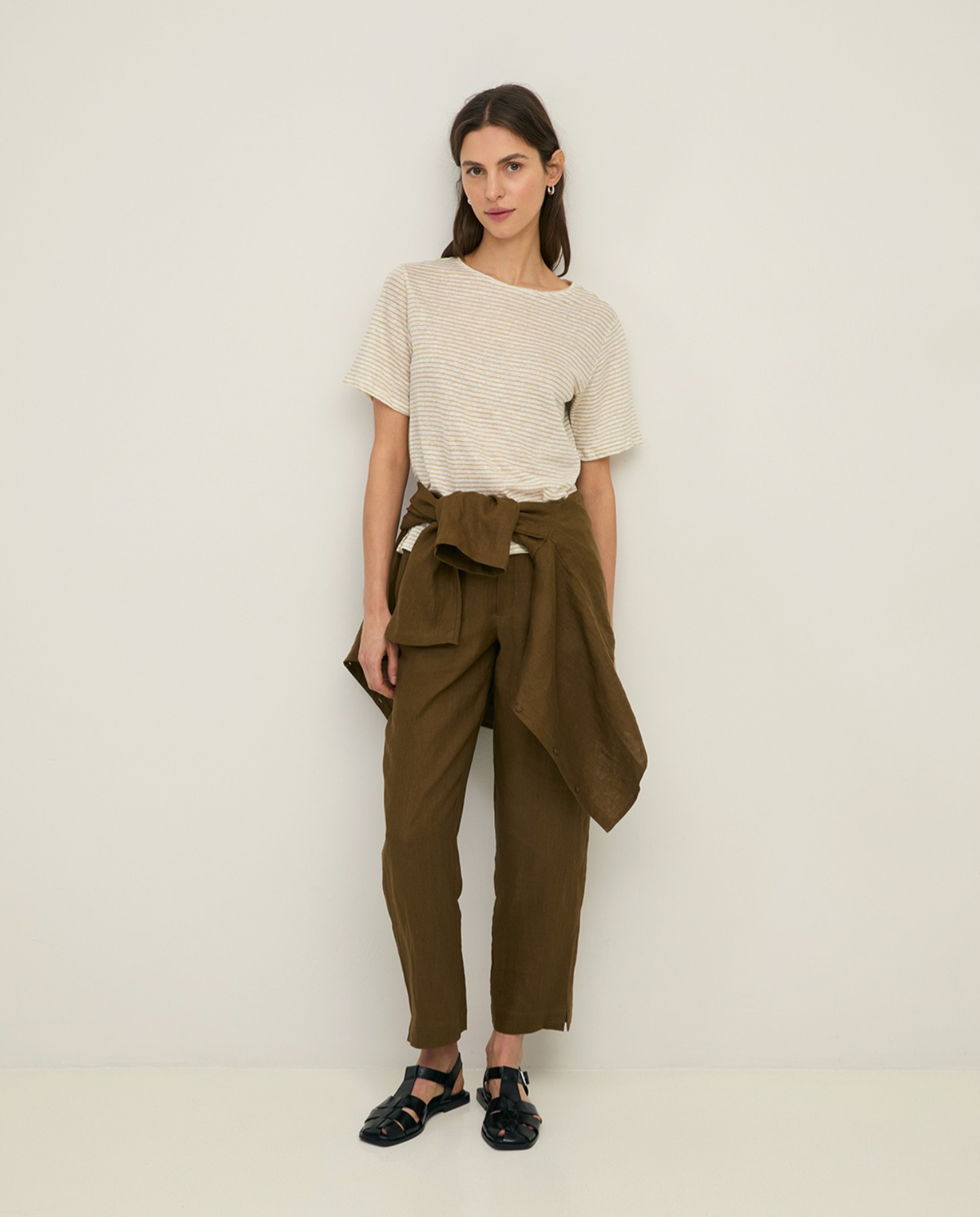 Yerse - Gestreiftes Kurzarm-T-Shirt aus Leinen