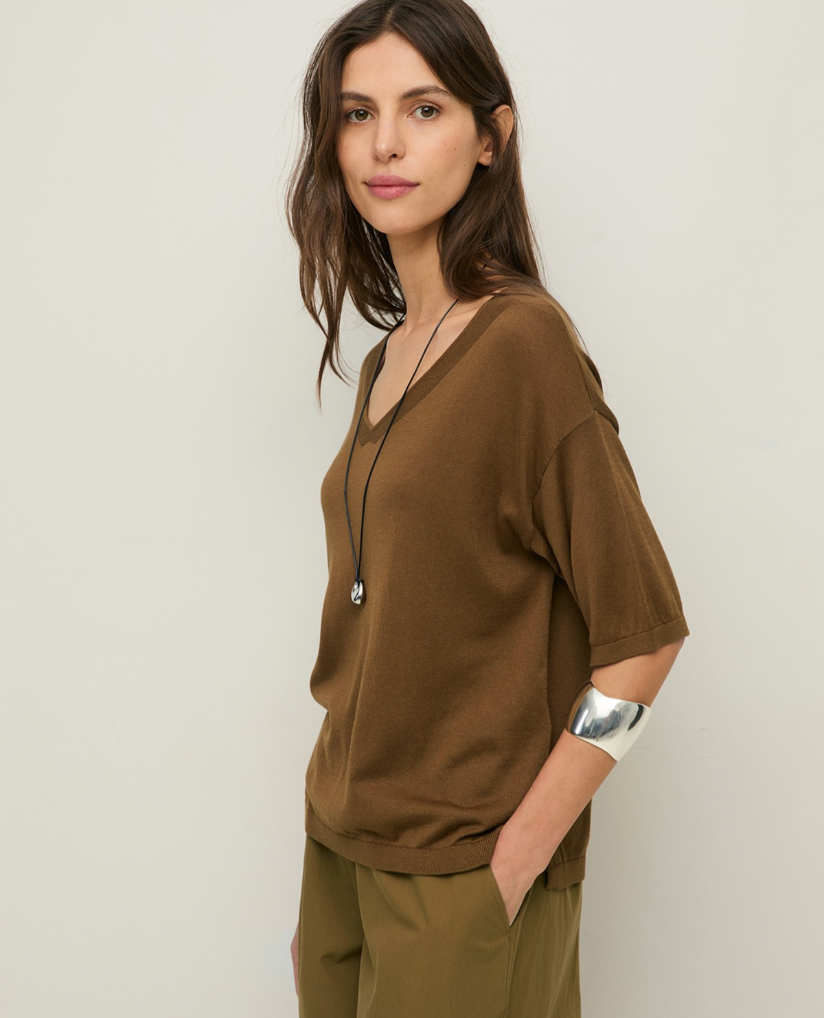 Yerse - Kurzärmliger Pullover mit V-Ausschnitt