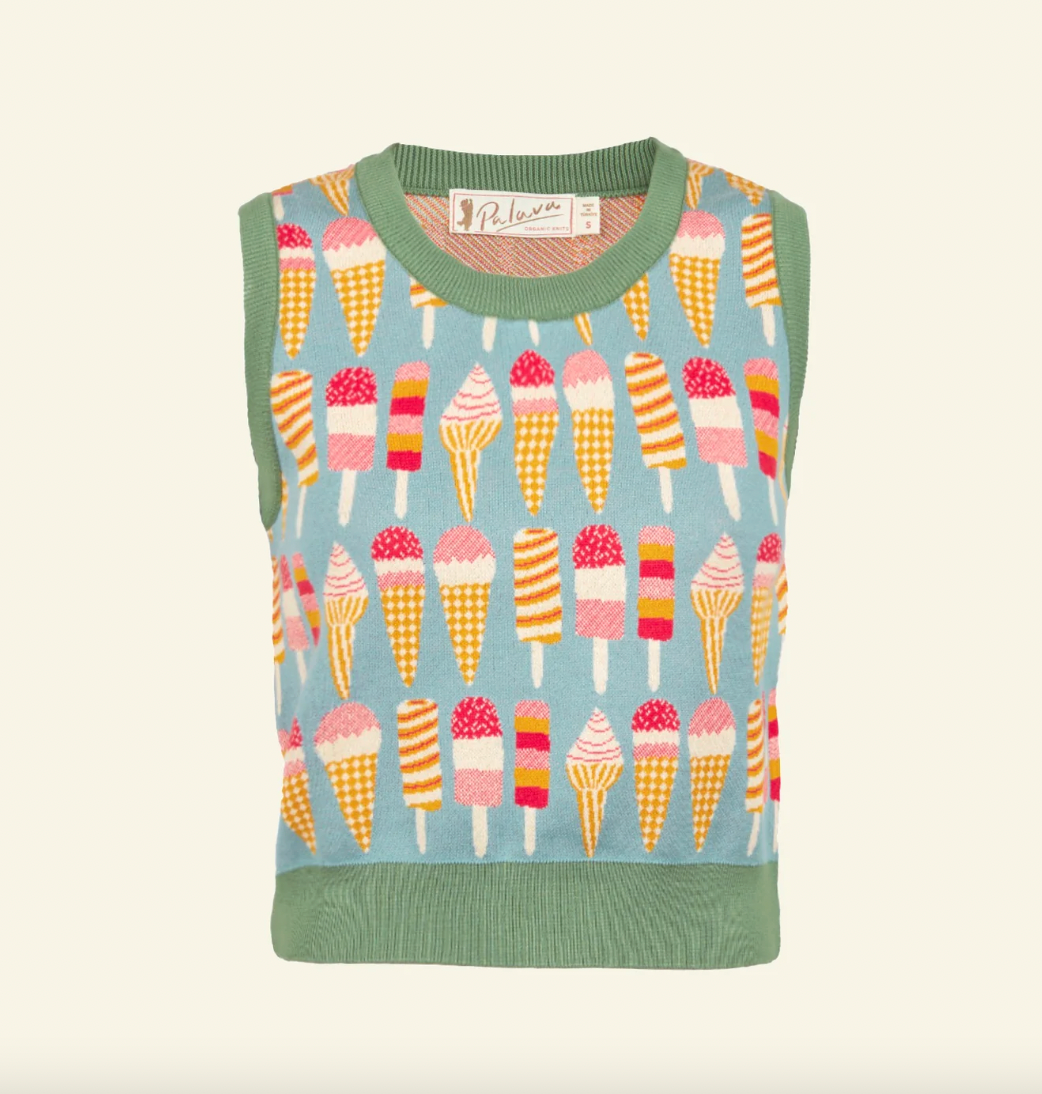 PALAVA - Shirley Teal Ice Cream Tank Top