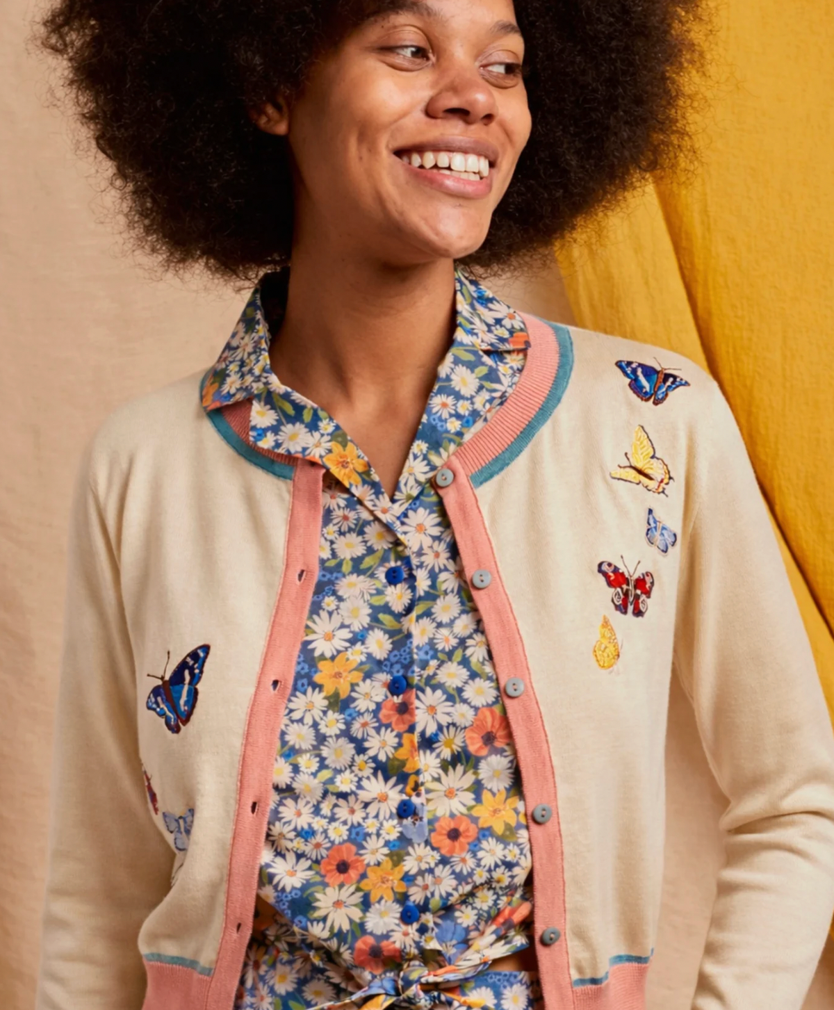 PALAVA - Cardigan Vera Cream Butterflies