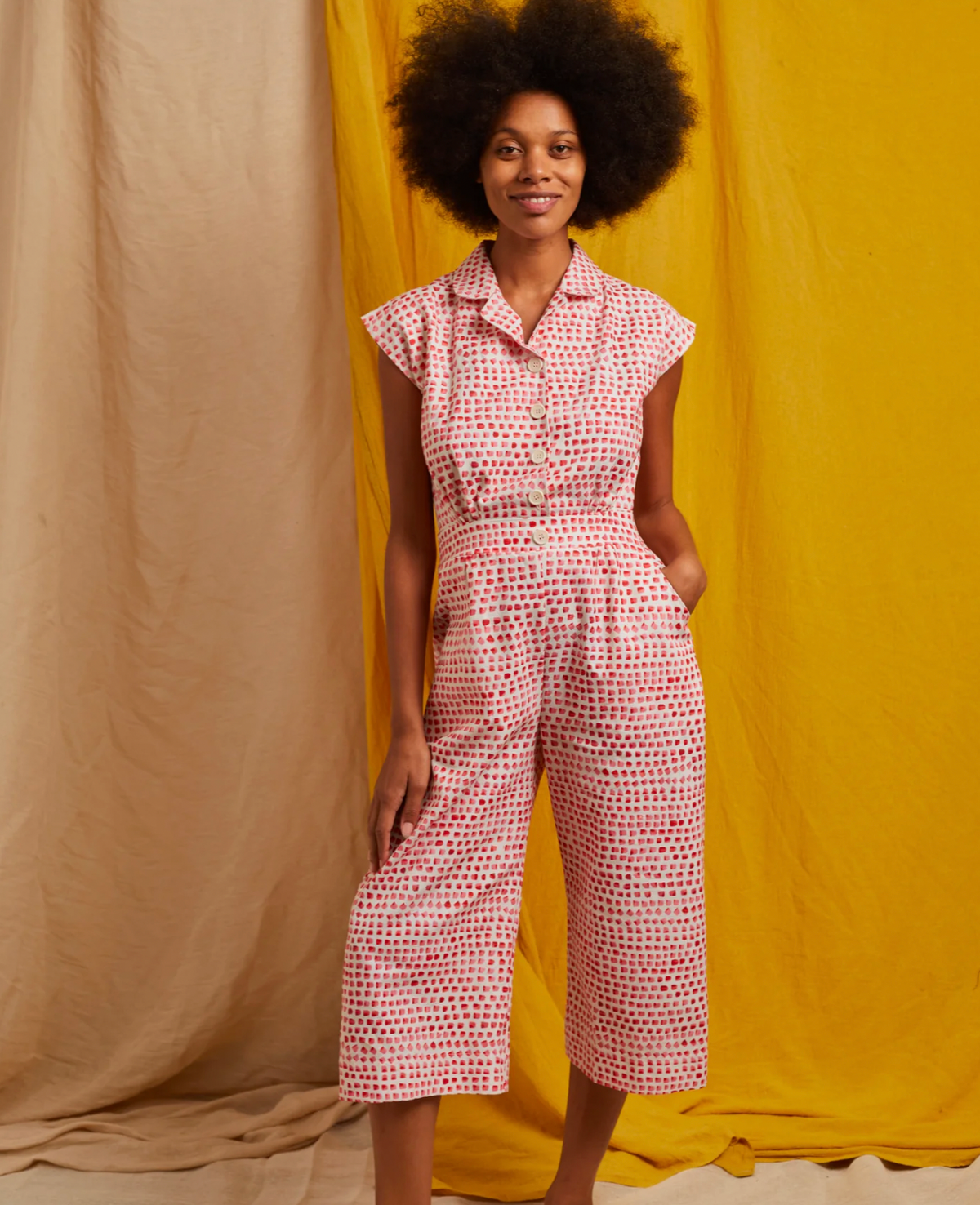 PALAVA - Francesca Jumpsuit Pink Thumb Print
