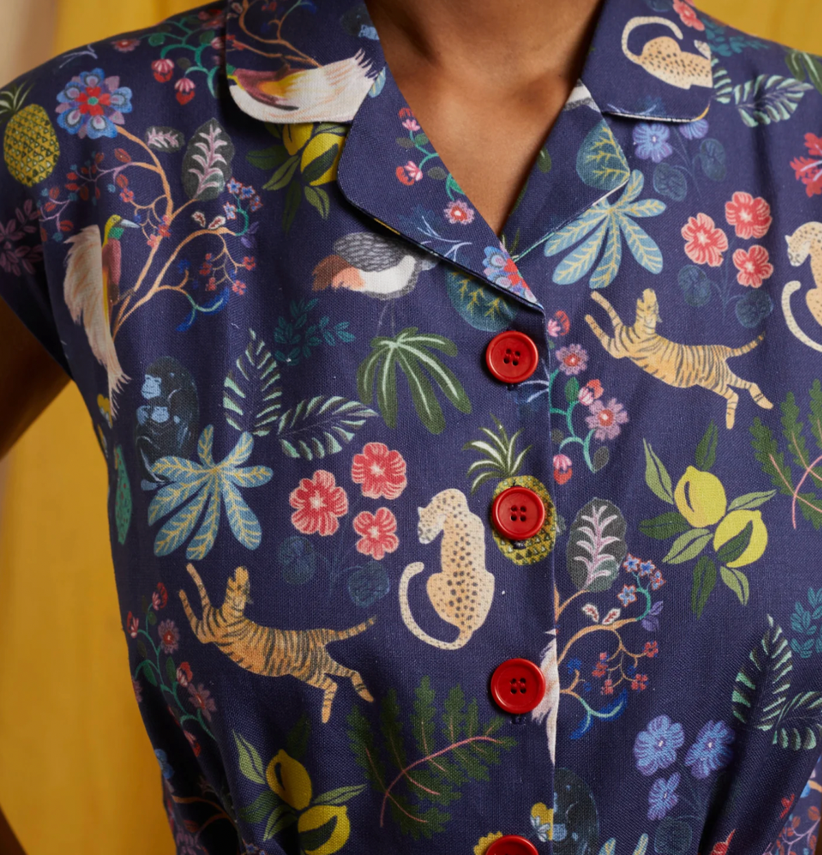 PALAVA - Francesca Jumpsuit Navy Paradise Garden