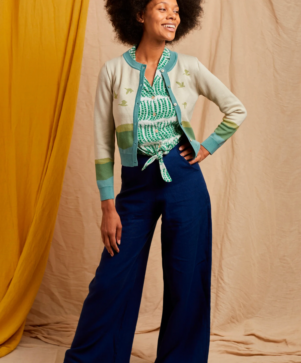 PALAVA - Cardigan Vera Cream Flying Geese