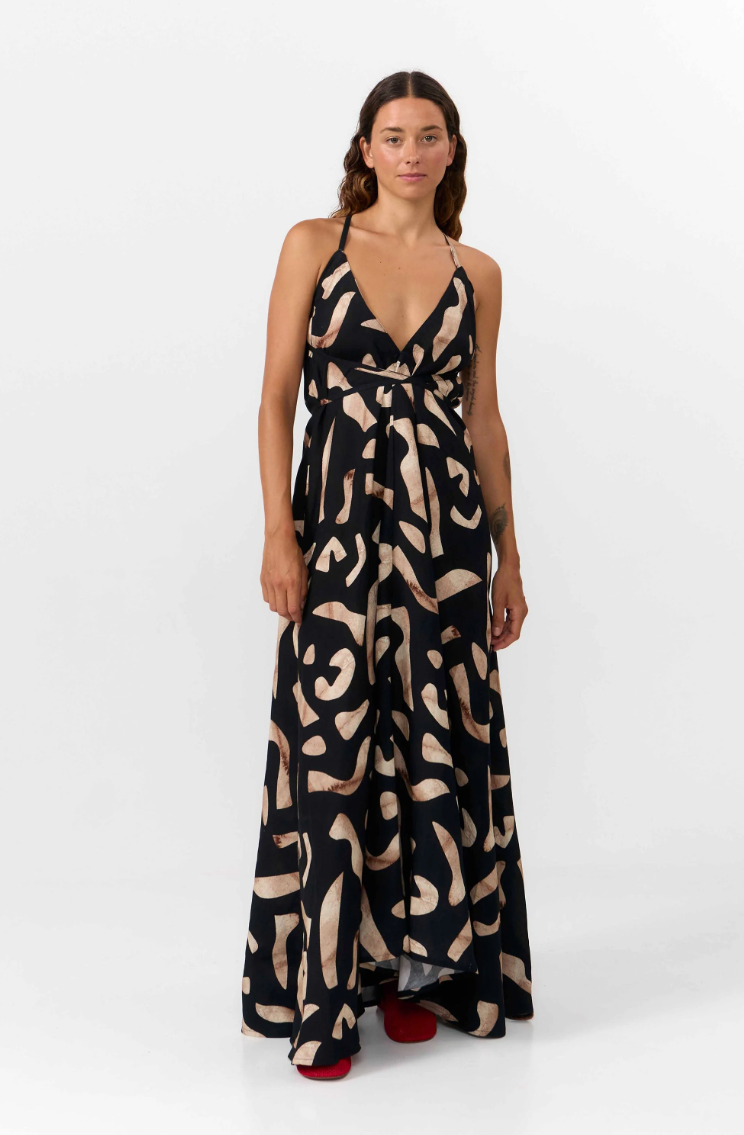 Suite 13 - Kleid Multiposition Long Viskose Leinen Print Stones