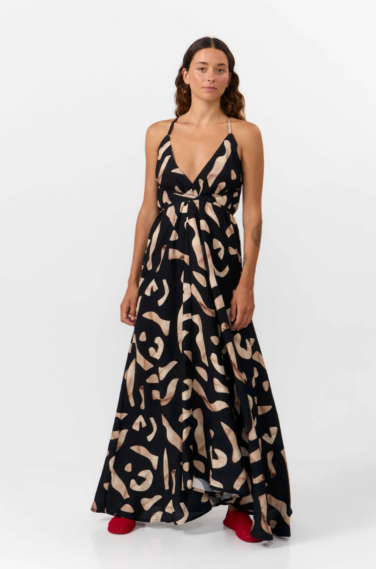 Suite 13 - Kleid Multiposition Long Viskose Leinen Print Stones
