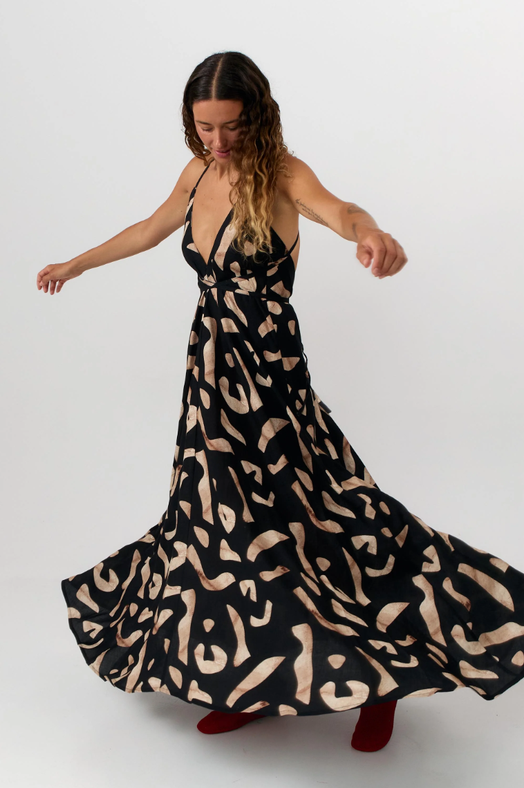 Suite 13 - Kleid Multiposition Long Viskose Leinen Print Stones
