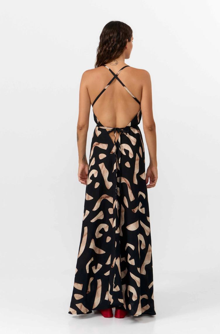 Suite 13 - Kleid Multiposition Long Viskose Leinen Print Stones