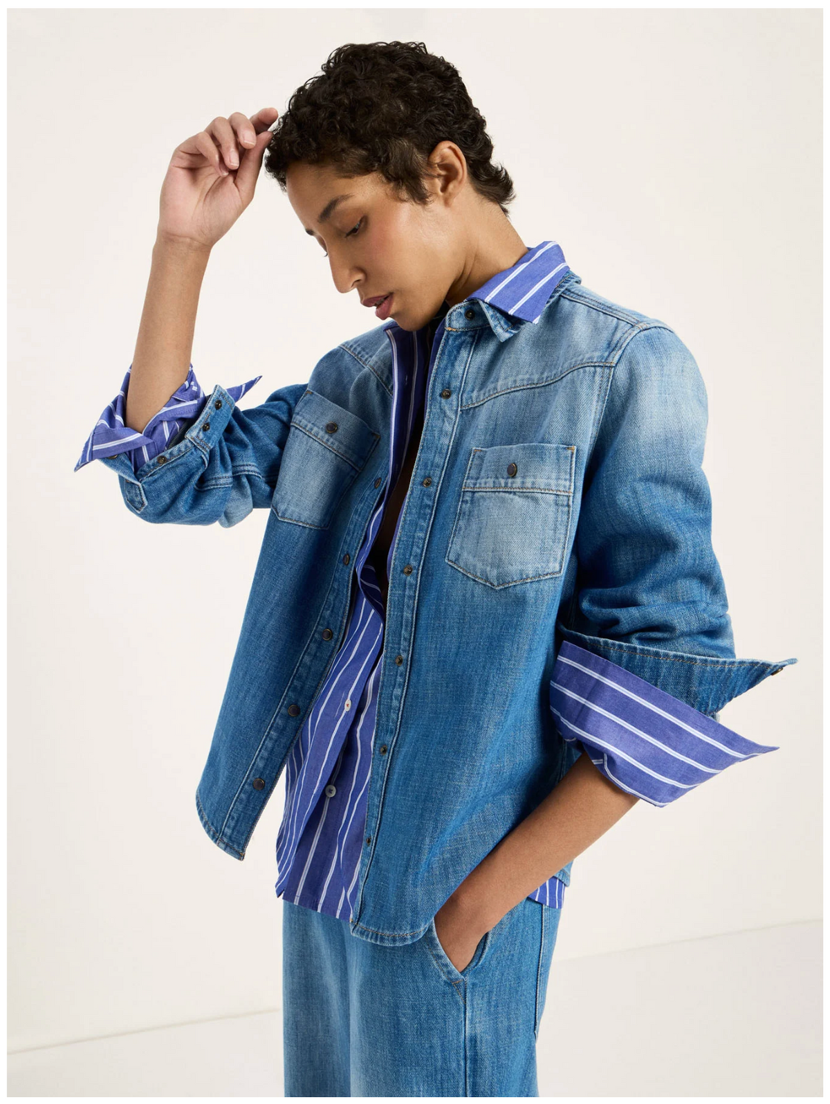 Lanius - Jeansbluse GOTS