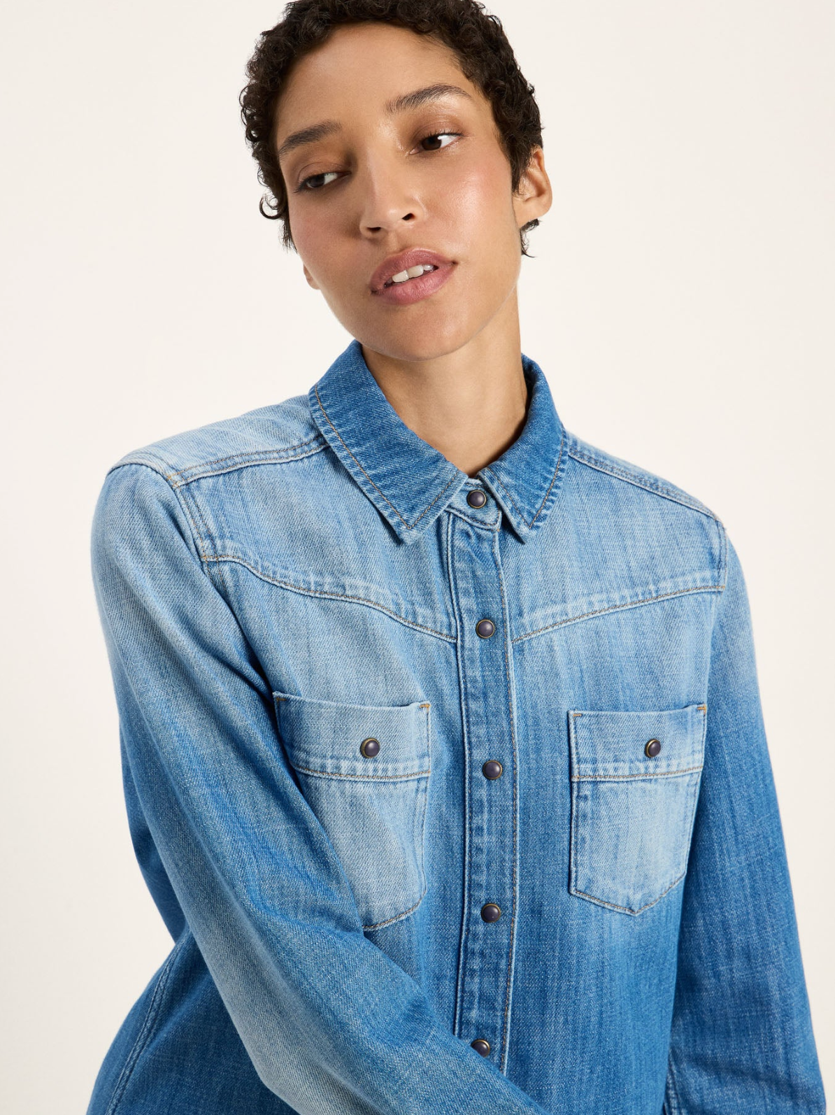 Lanius - Jeansbluse GOTS