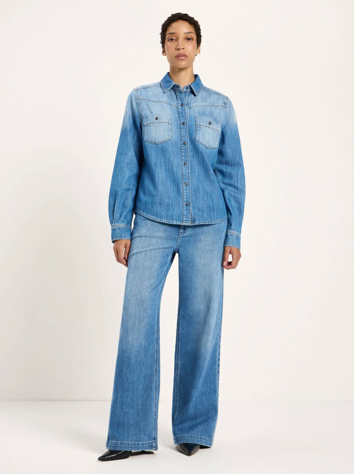 Lanius - Jeansbluse GOTS