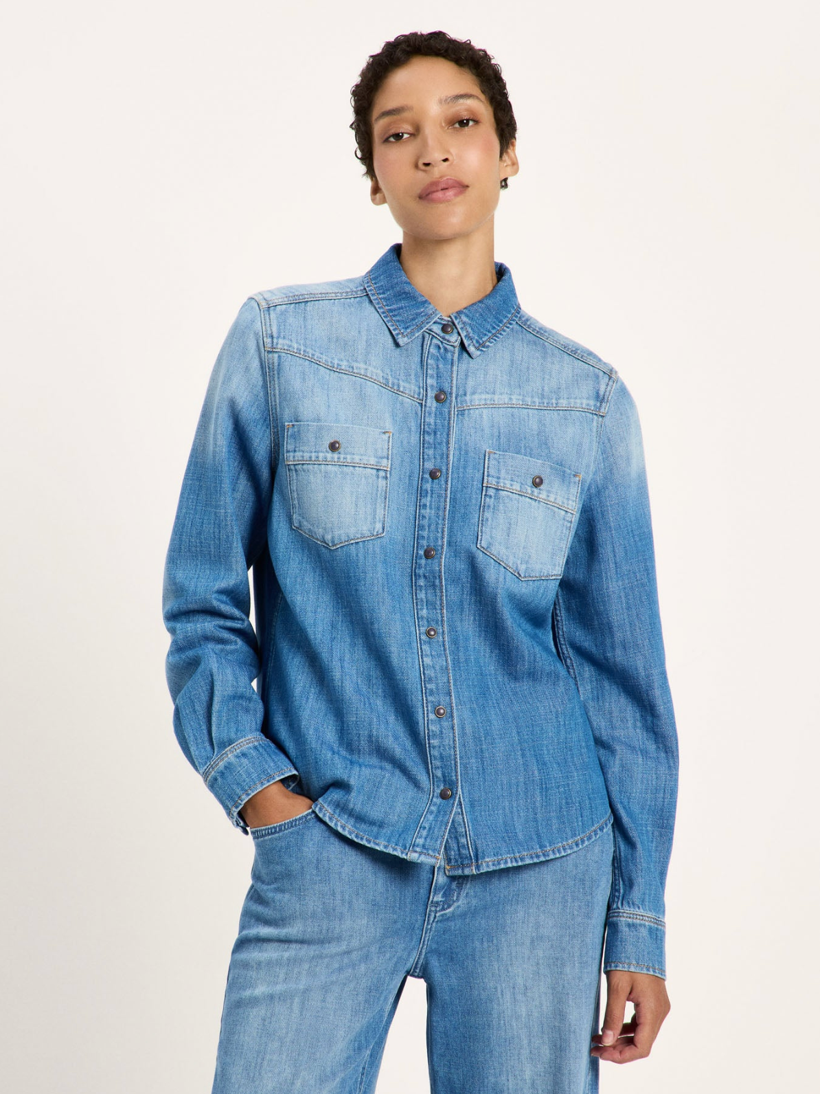 Lanius - Jeansbluse GOTS