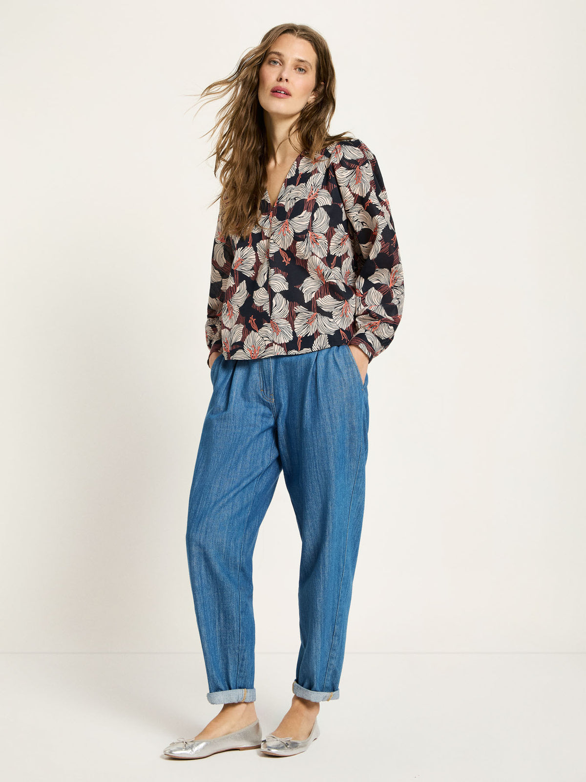 Lanius - Bluse mit Kräuseln GOTS