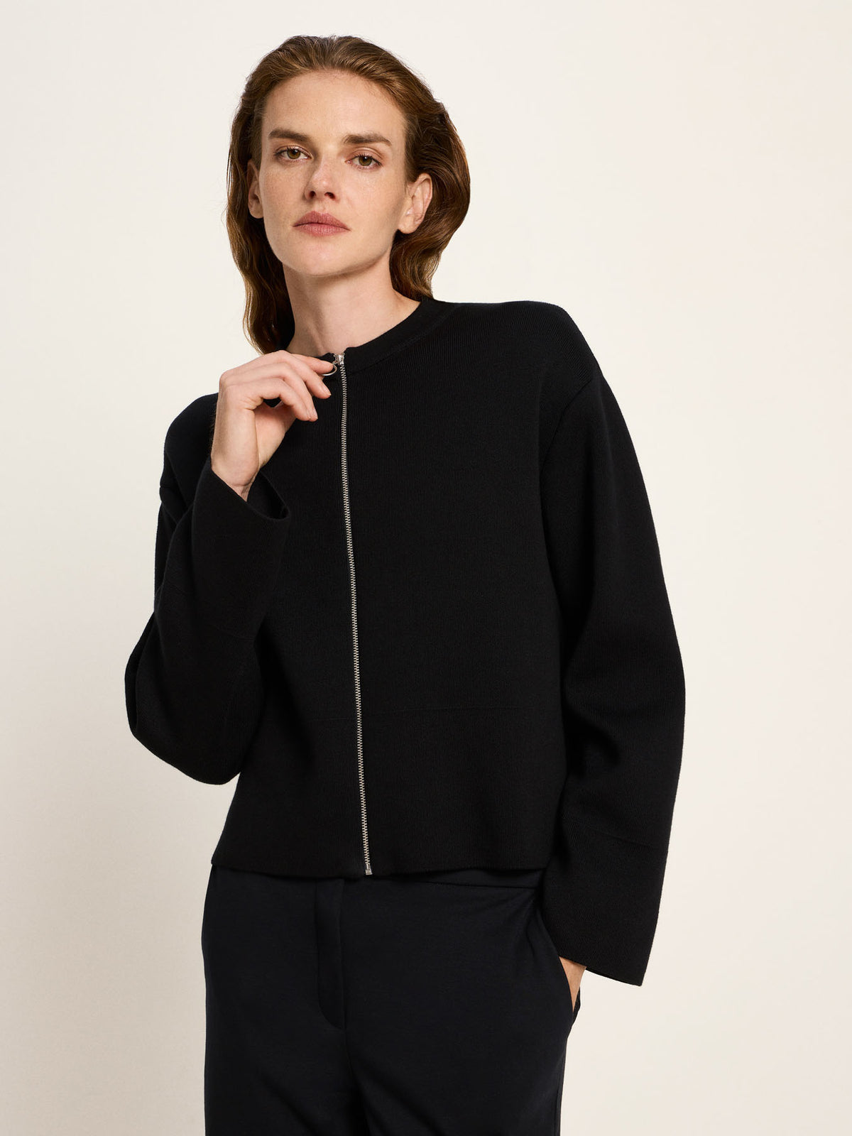 Lanius - Strickjacke mit Reißverschluss GOTS