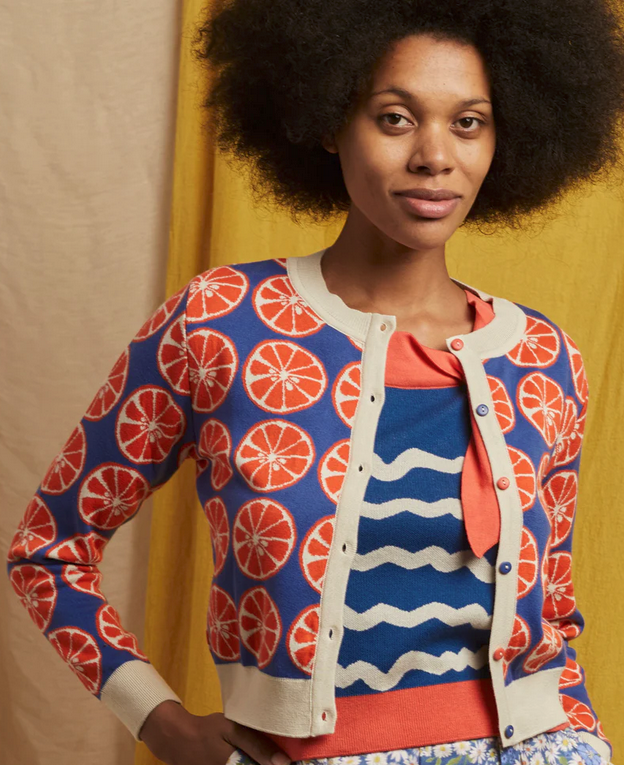 PALAVA - Cardigan Vera Jacquard Blue Grapefruit