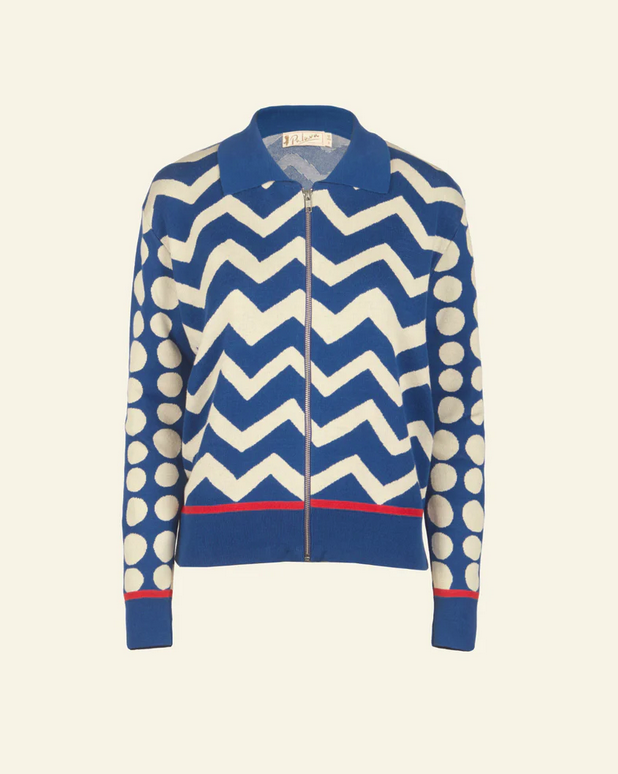 PALAVA - Cardigan Kate Blue Spot and ZigZack