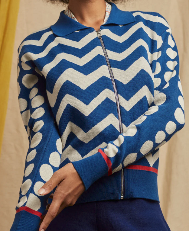 PALAVA - Cardigan Kate Blue Spot and ZigZack