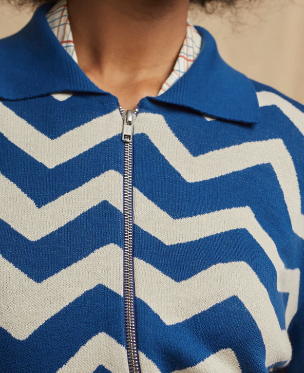 PALAVA - Cardigan Kate Blue Spot and ZigZack