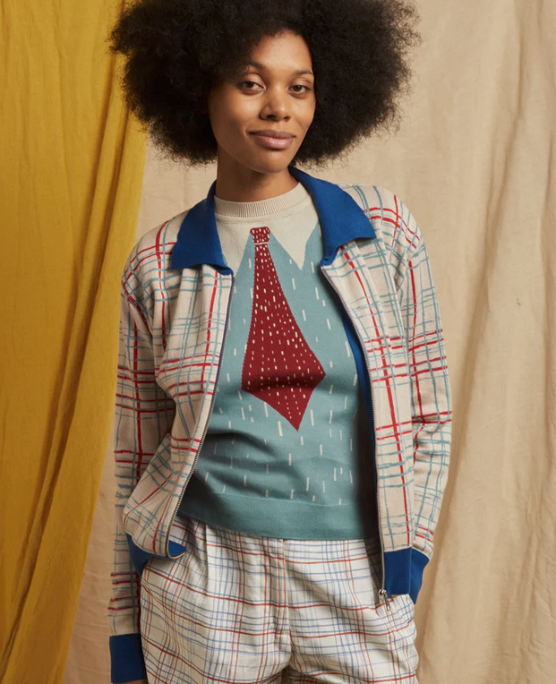 PALAVA - Cardigan Kate Cream Folk Check