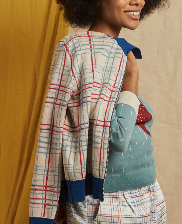 PALAVA - Cardigan Kate Cream Folk Check