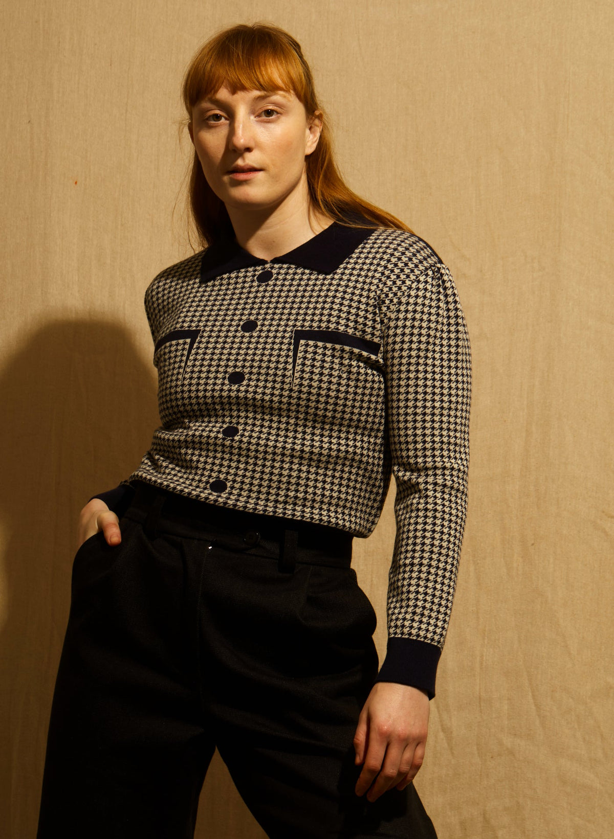 PALAVA - Pullover Belle Navy Houndstooth