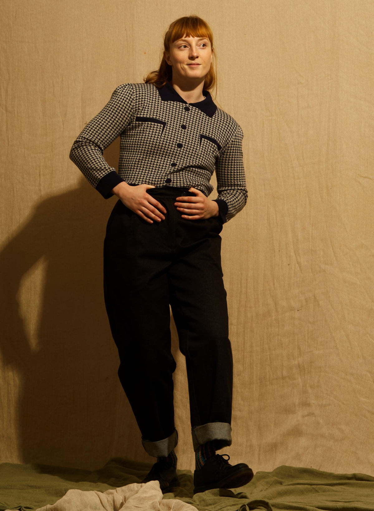 PALAVA - Pullover Belle Navy Houndstooth