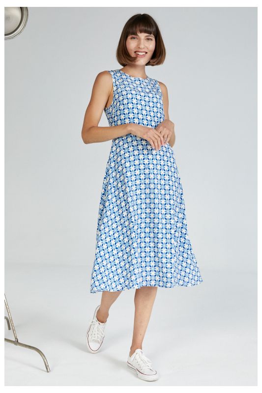 KALA - A-Linien Kleid mit Blue Print